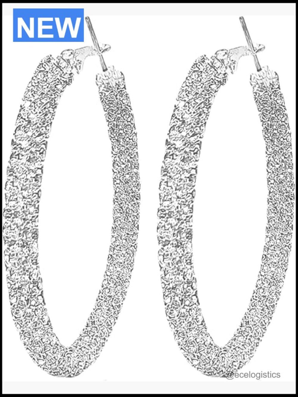 Cubic Zirconia Oval Hoop Earrings Lightweight 14K Gold Plated